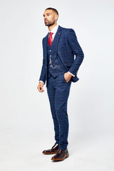 Cody Blue Check Three Piece suit